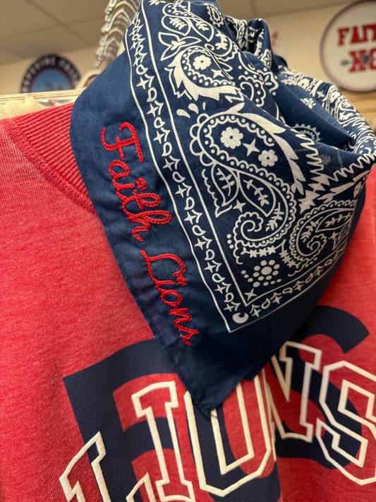 Faith Lions Embroidered Bandana