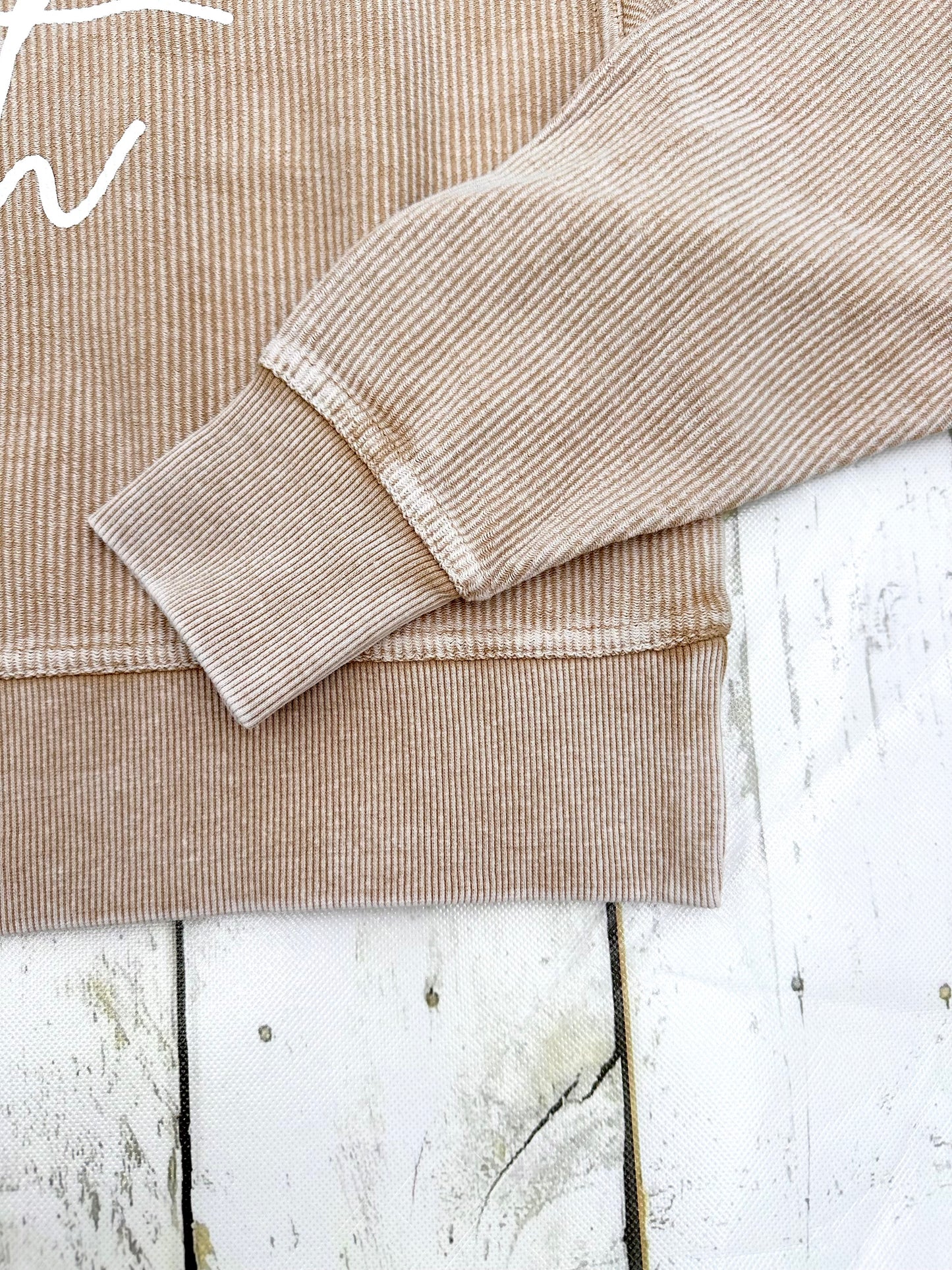 Corded Boxy Pullover- Latte