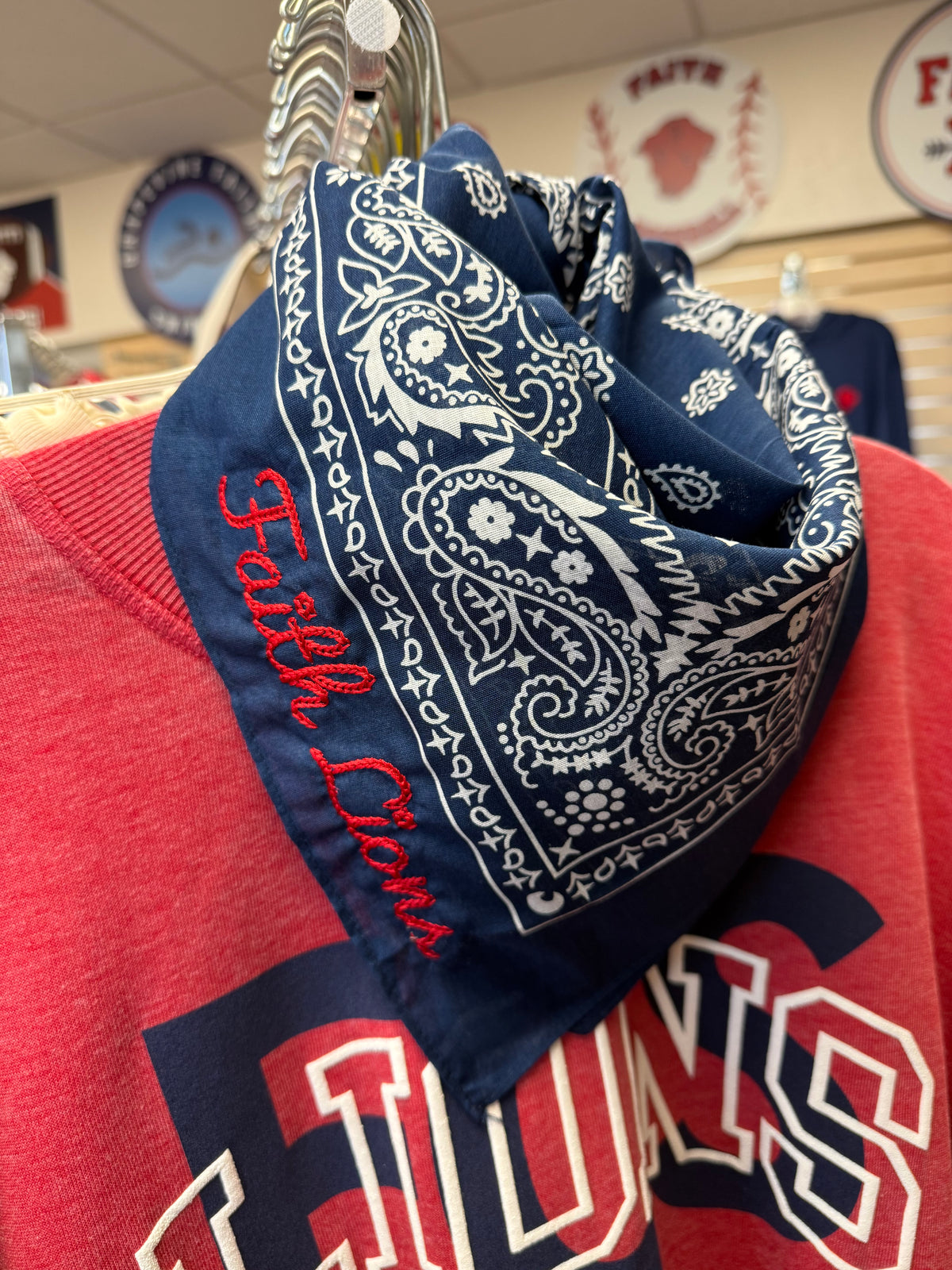 Faith Lions Embroidered Bandana