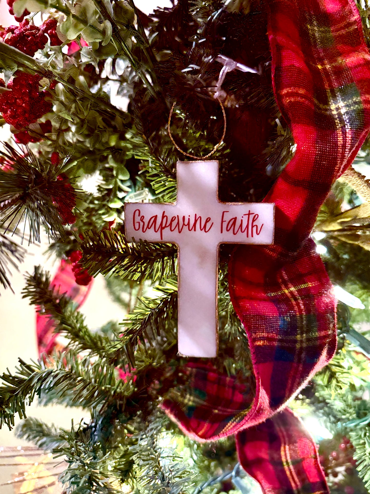 Marble Cross Ornament