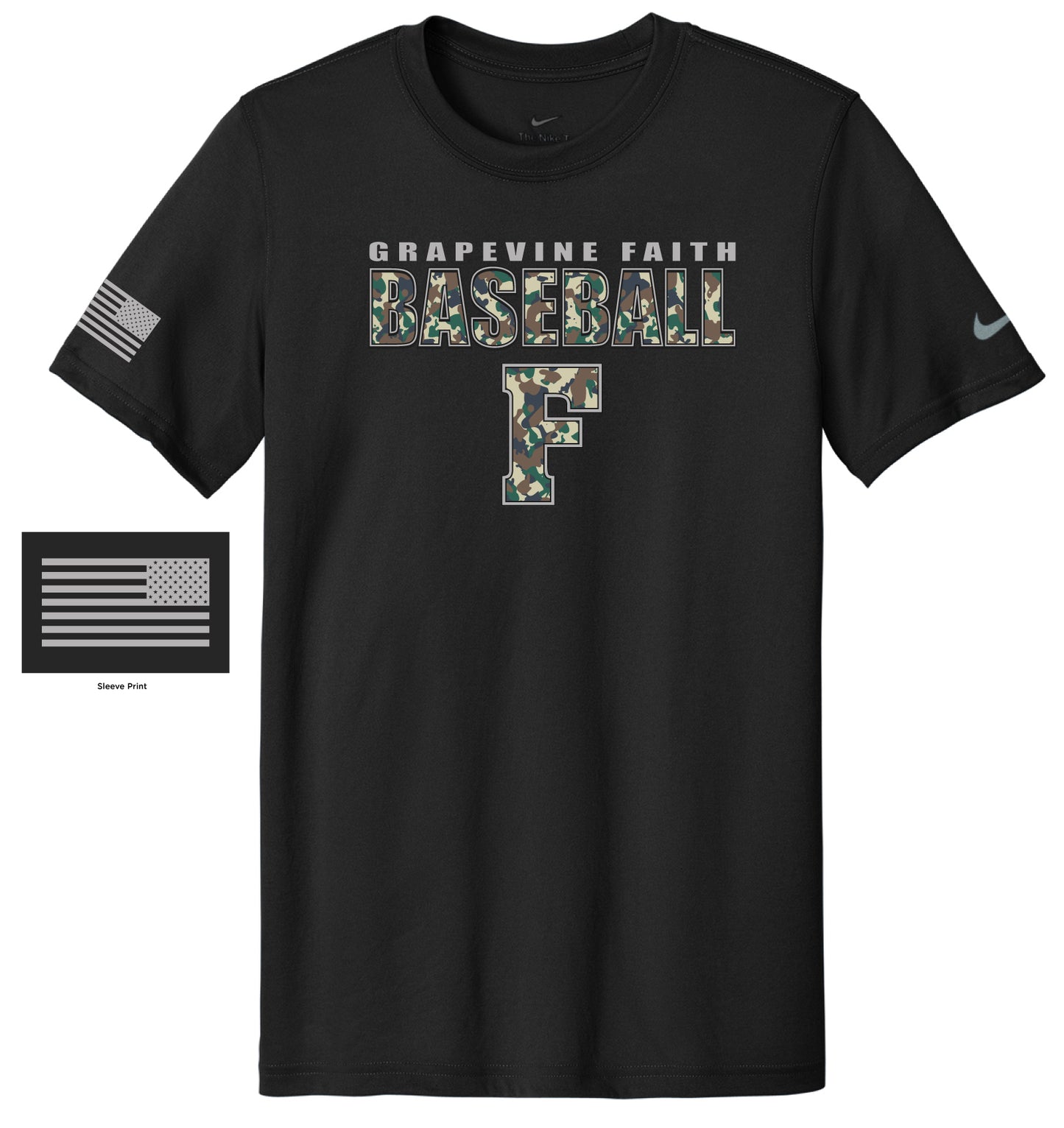 Baseball Camo Nike Dri Fit Tee- Youth