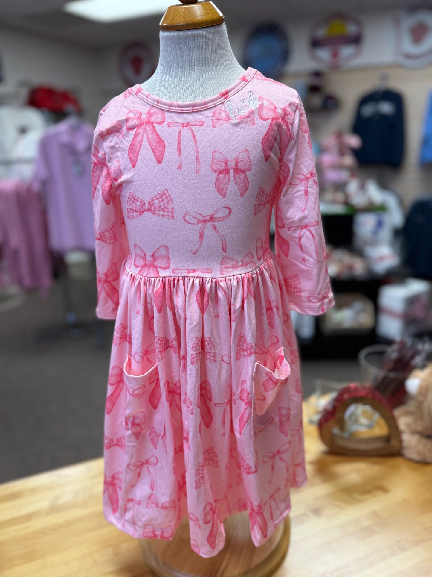 Blushing Bows 3/4 Twirl Dress