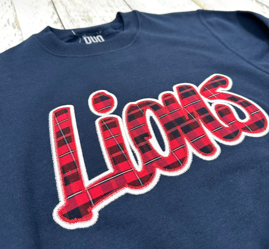 Kids Navy Embroidered Lions Crew