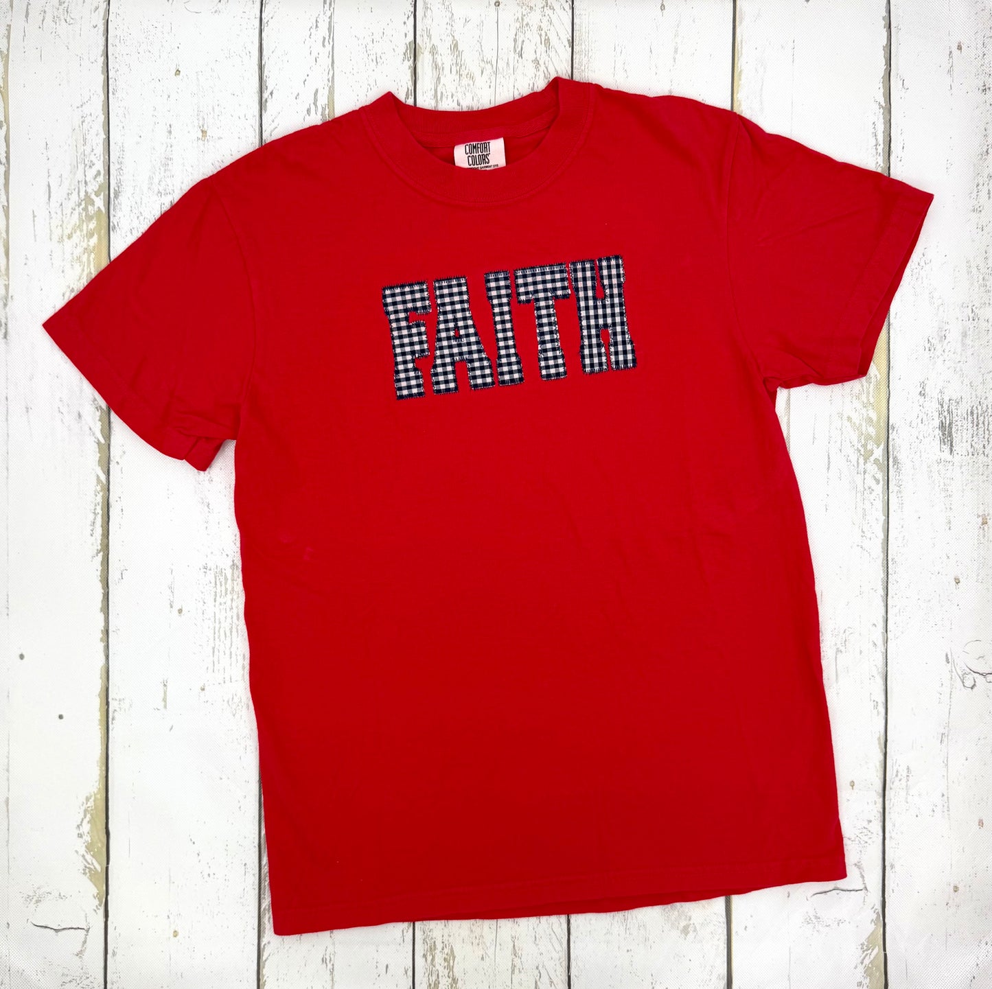 Faith Lions Navy Gingham T-Shirt