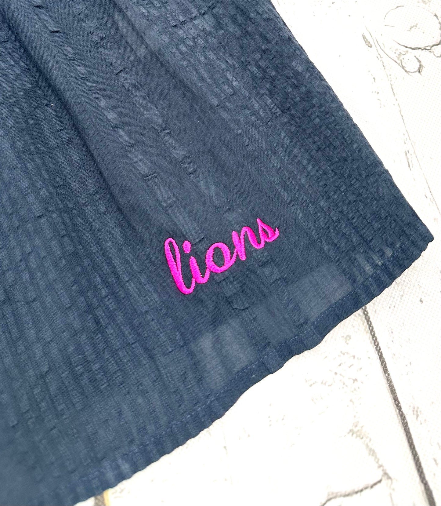 Lions Embroidered Button Down Top