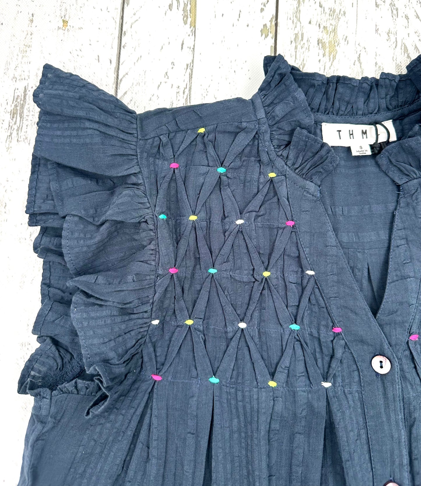 Lions Embroidered Button Down Top