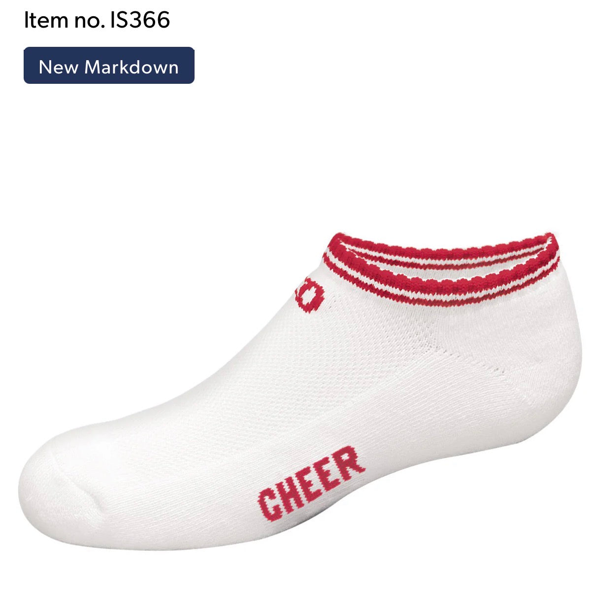 Youth Cheer Chasse Low Anklet with 2 Stripes - RED