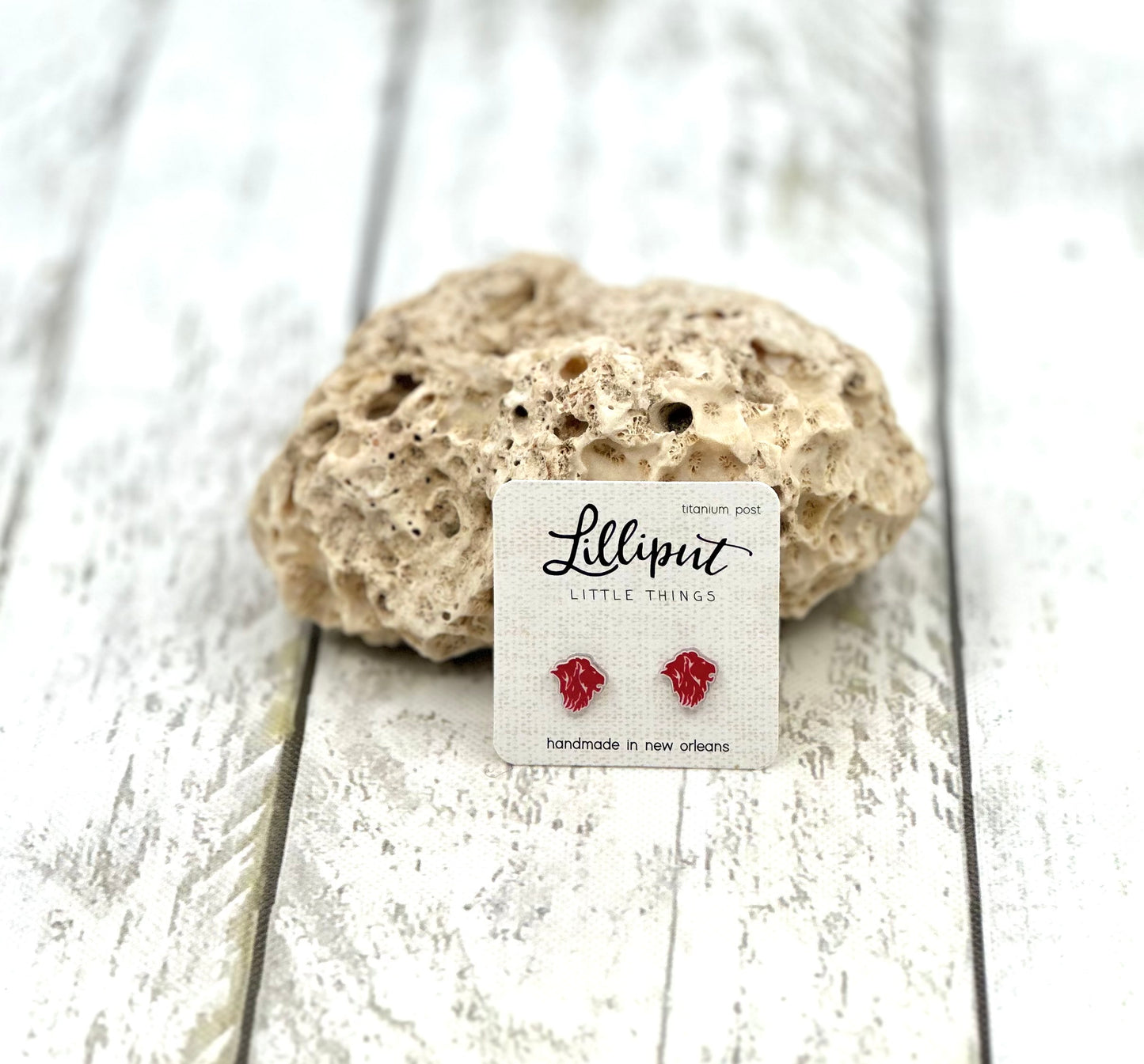 Lion Studs - Red