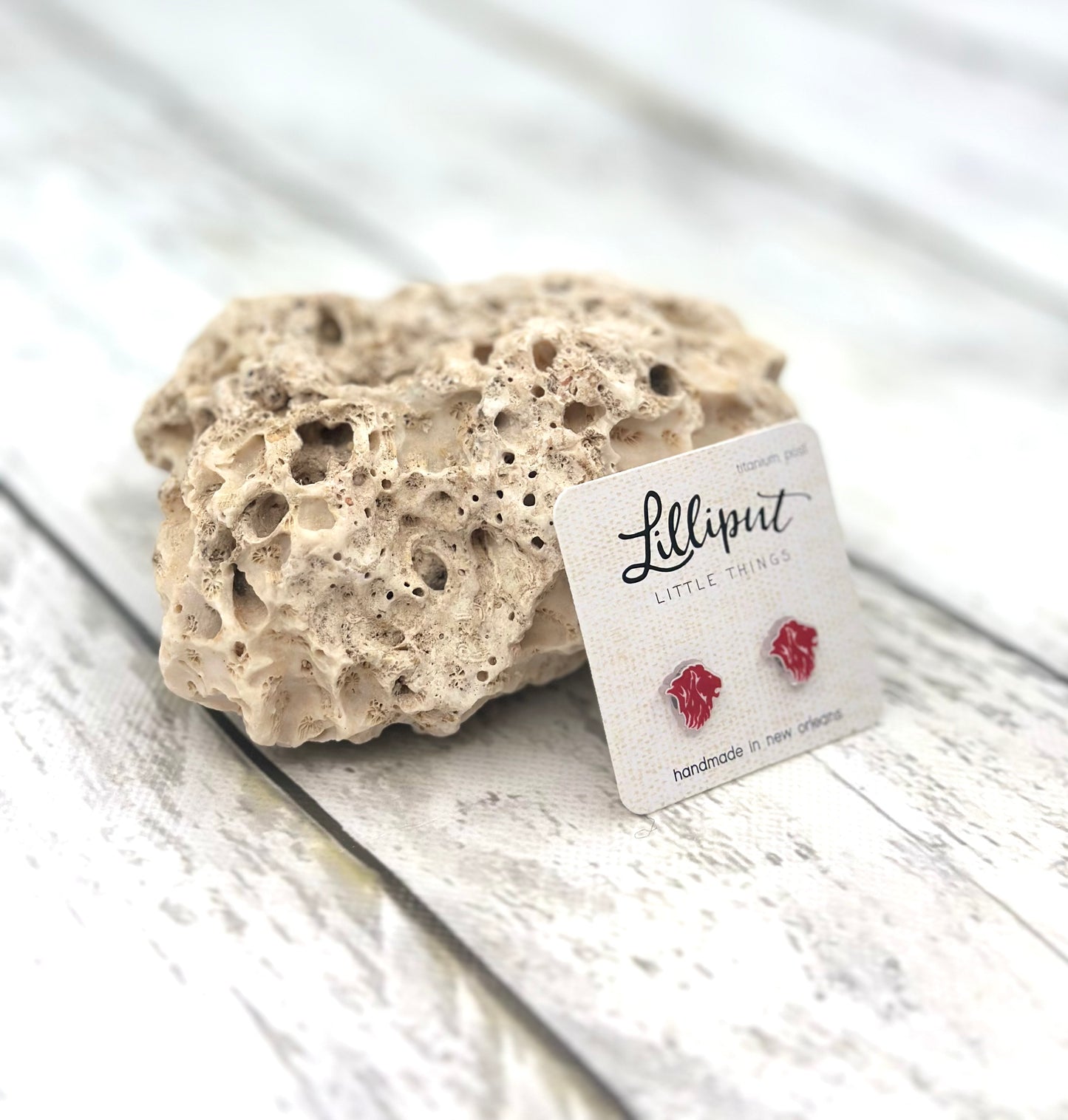 Lion Studs - Red