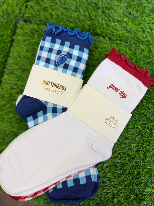 Football Gingham Sock Set