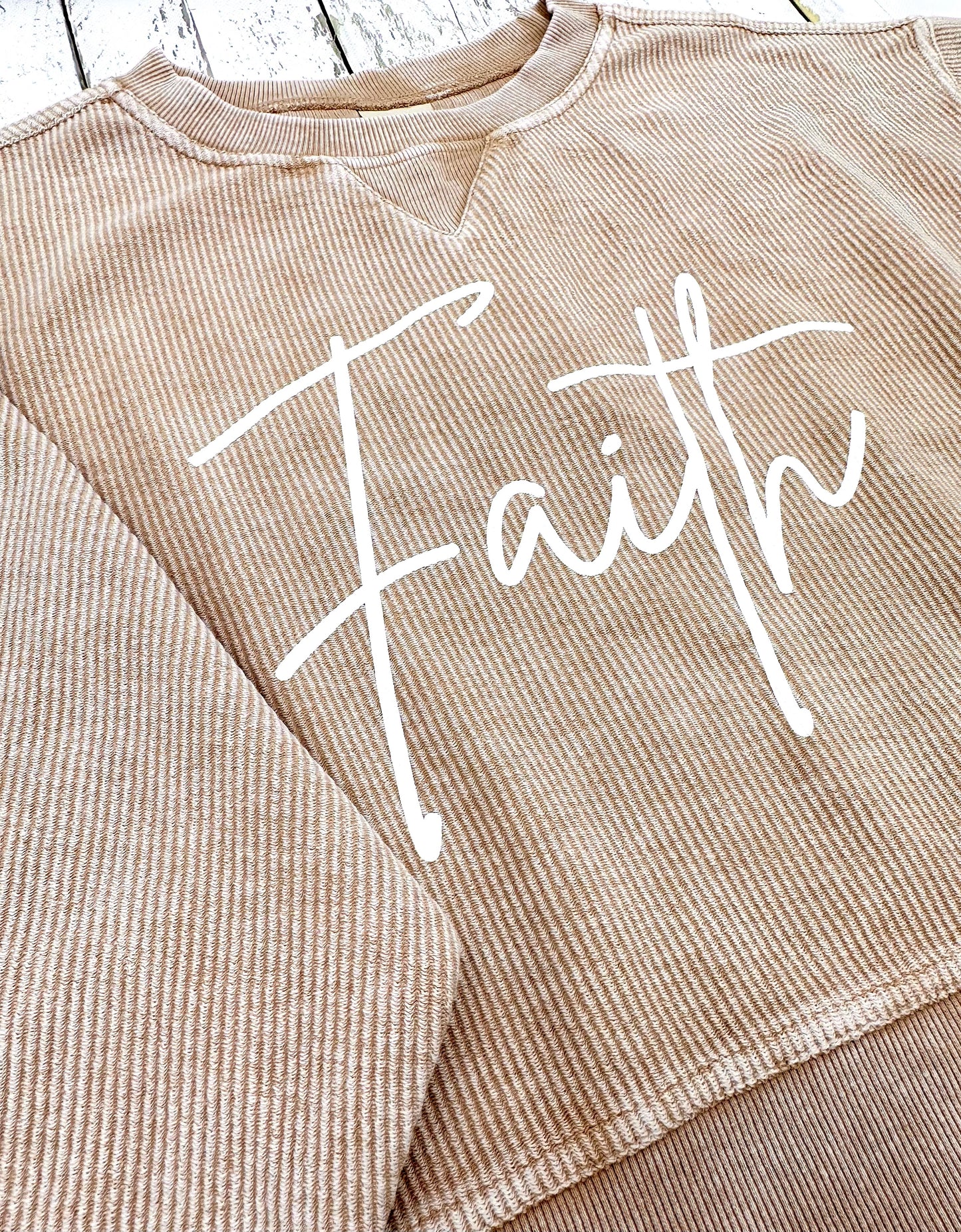 Corded Boxy Pullover- Latte