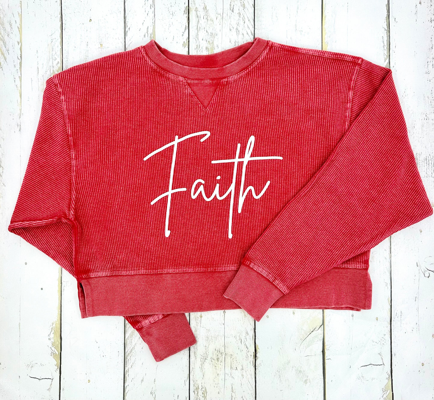 Corded Boxy Pullover- Crimson