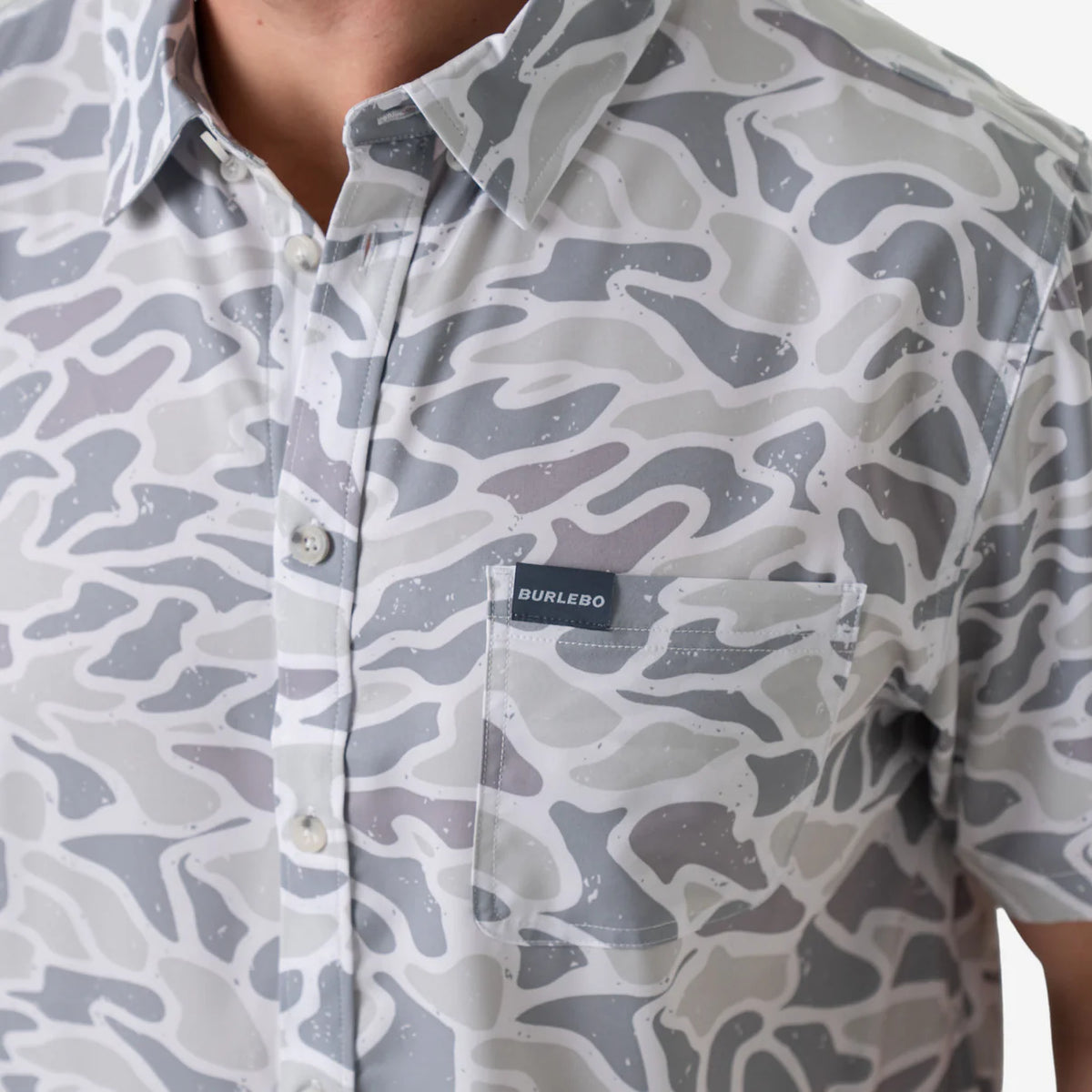 Burlebo Performance White Camo Button Up