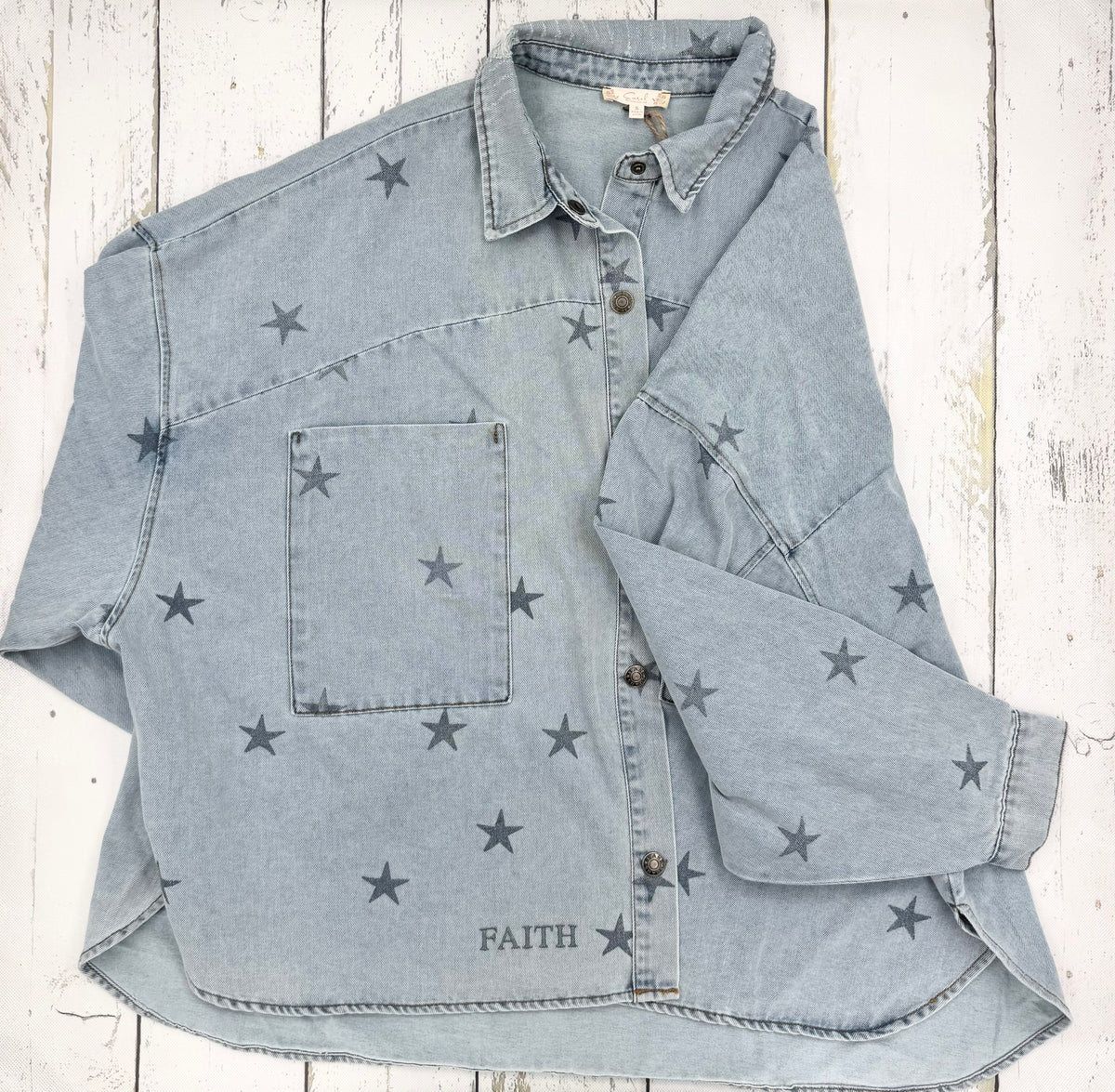 Faith Star-Print Denim Shirt