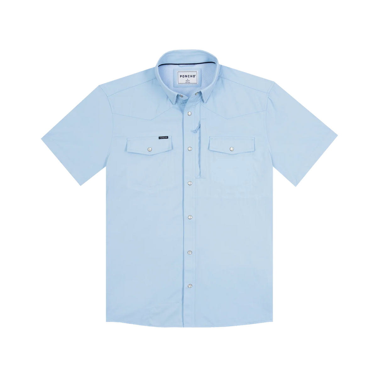 Poncho Western SS Shirt- Light Blue