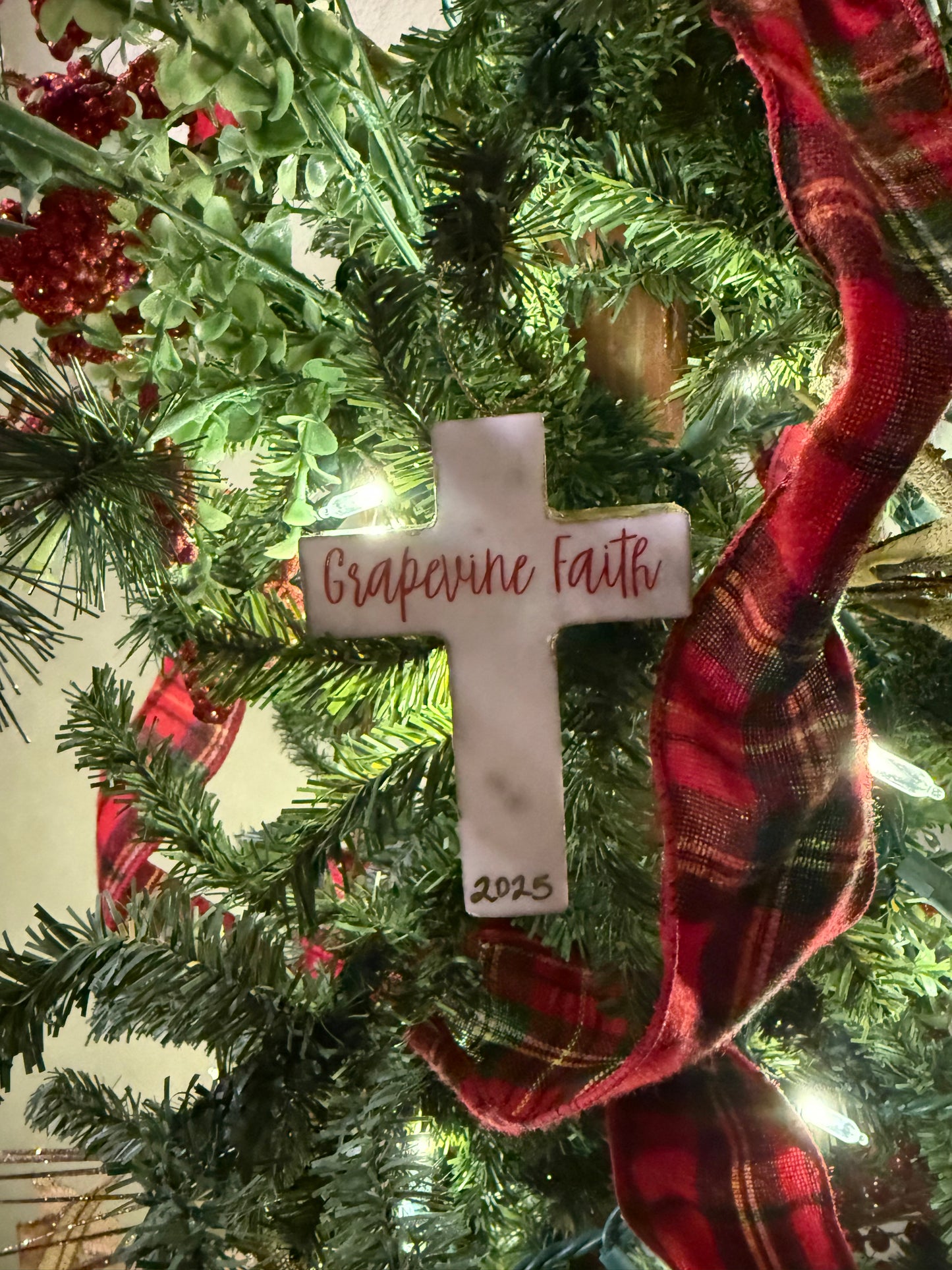 Marble Cross Ornament