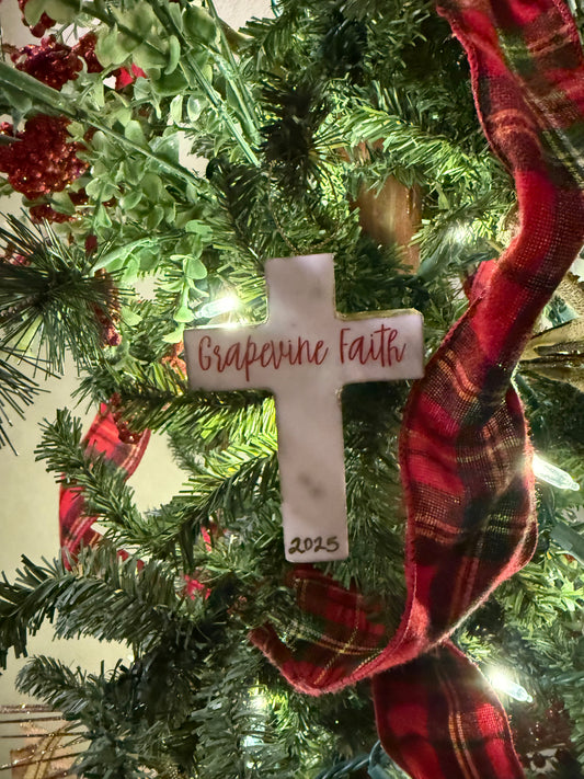 Marble Cross Ornament