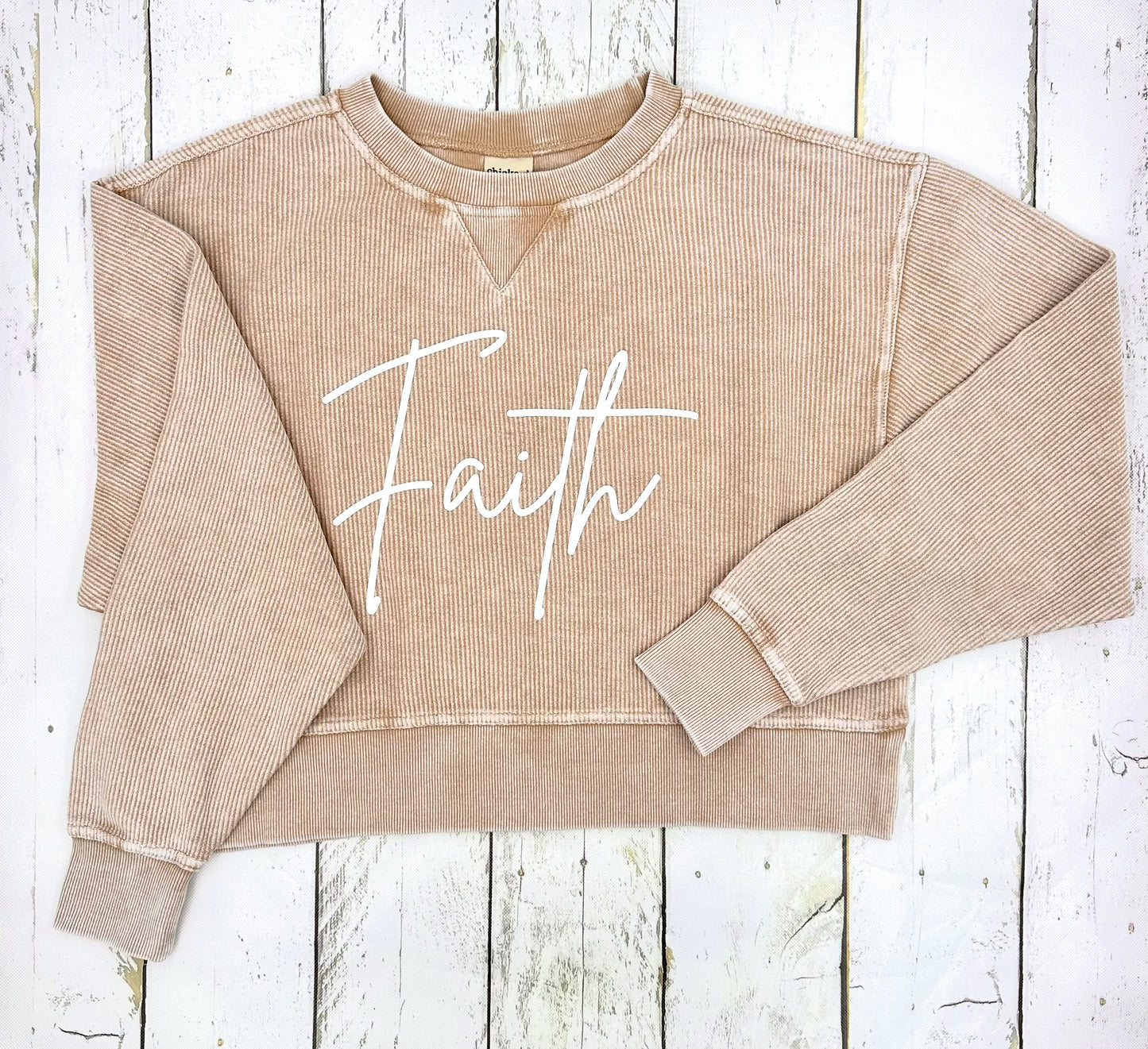 Corded Boxy Pullover- Latte