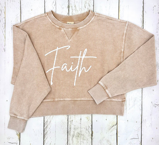 Corded Boxy Pullover- Latte