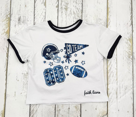 Youth Sequin Football Tee