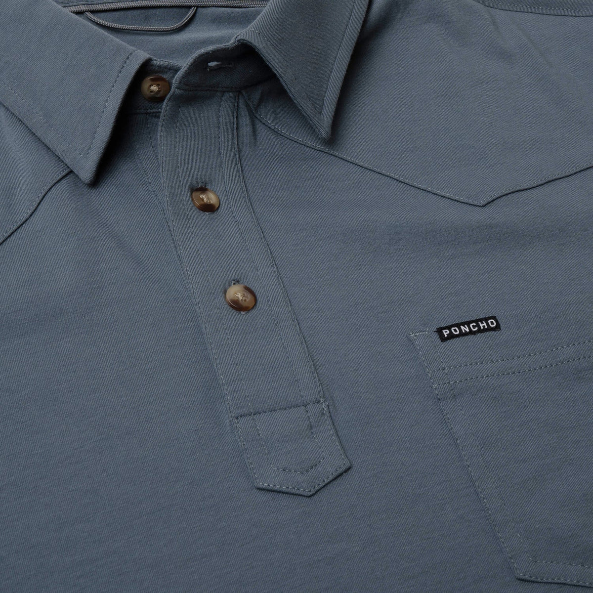 Poncho Pima Cotton Polo- Slate Blue
