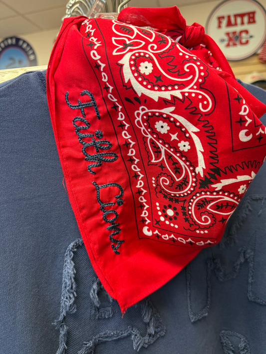 Faith Lions Embroidered Bandana