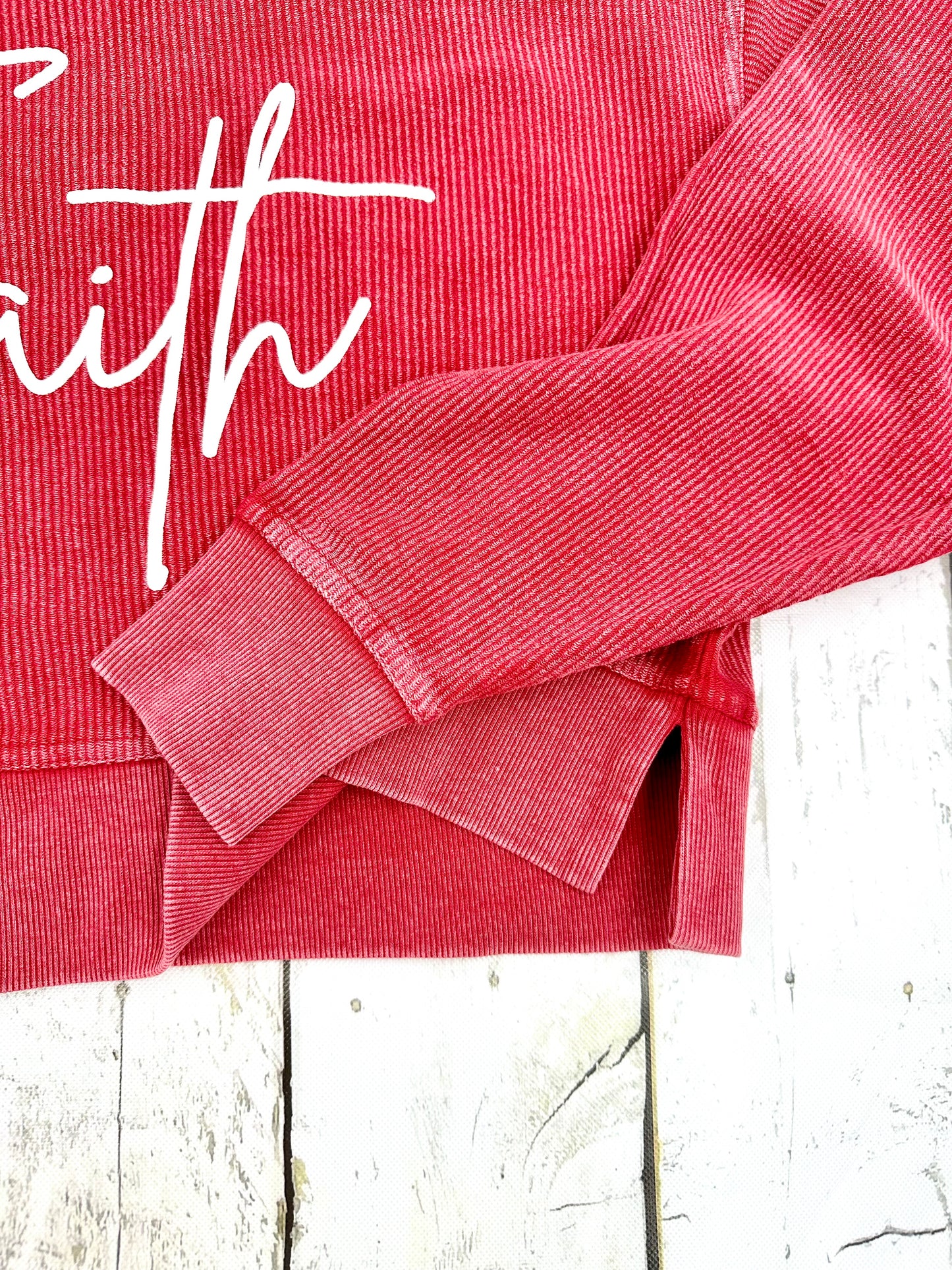 Corded Boxy Pullover- Crimson