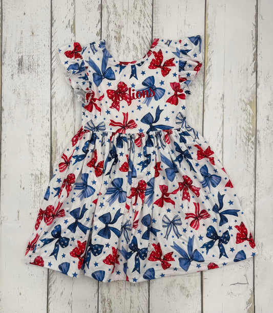 Mila & Rose Girls Patriotic Bow Dress