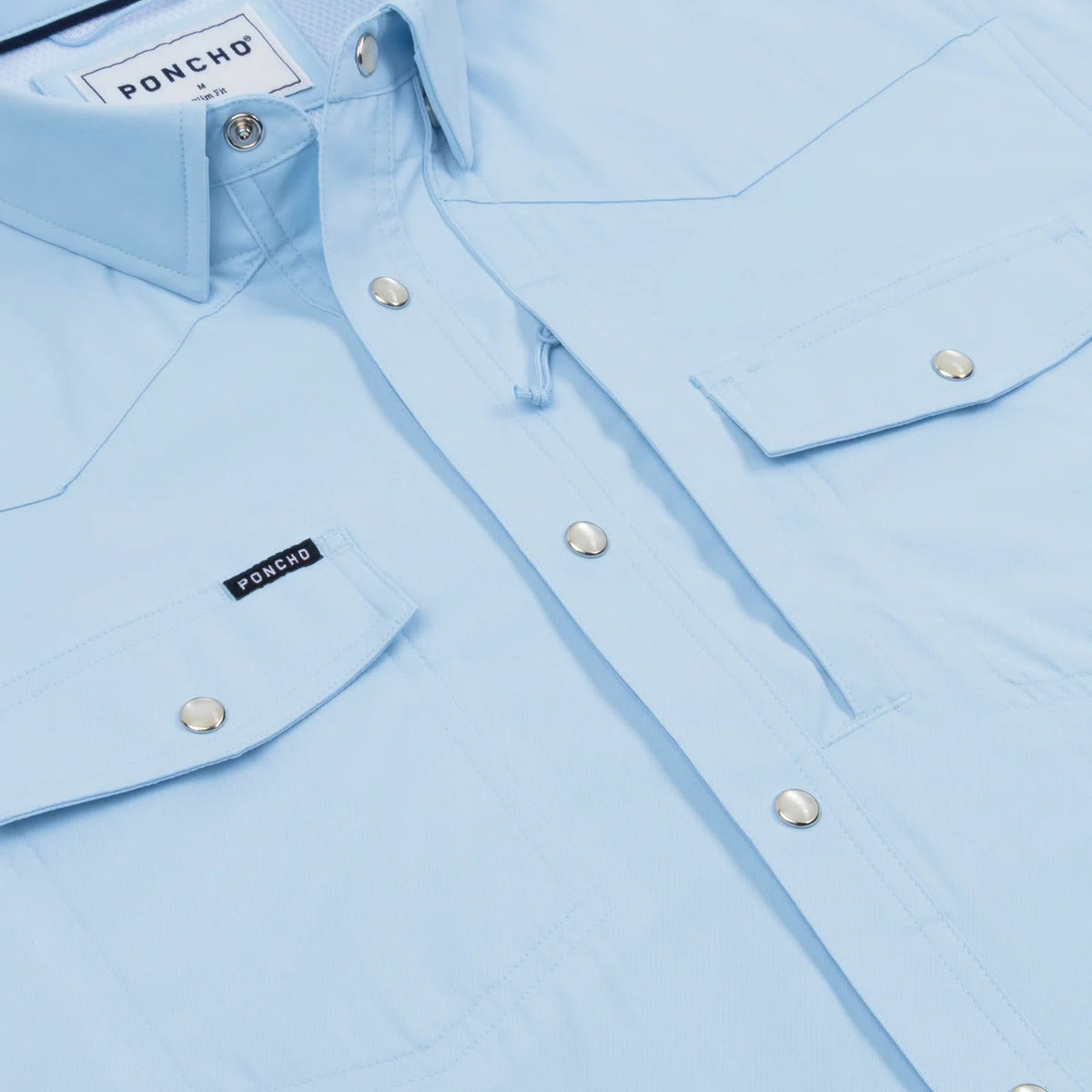 Poncho Western SS Shirt- Light Blue