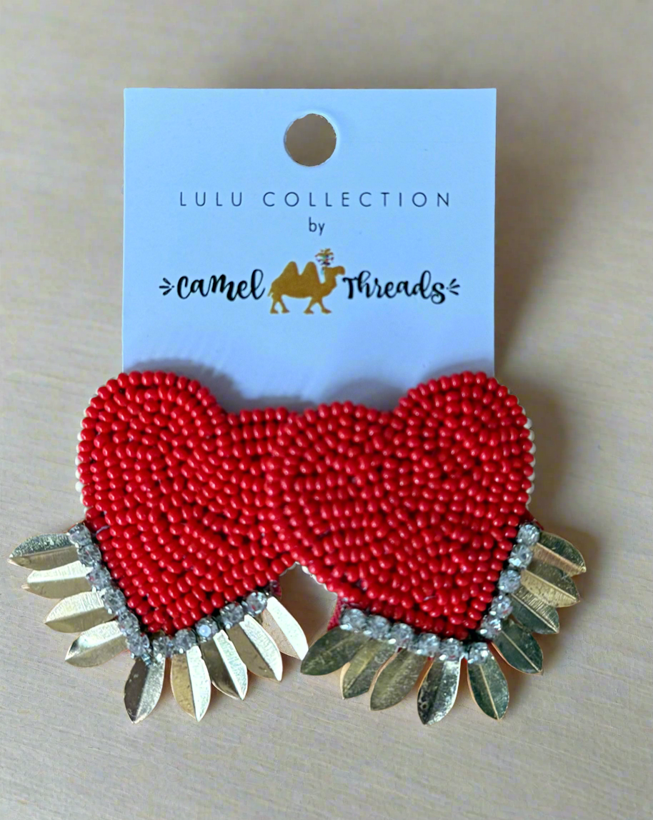 Beaded Heart Earrings