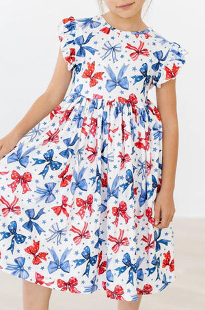 Mila & Rose Girls Patriotic Bow Dress
