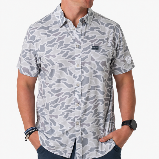Burlebo Performance White Camo Button Up
