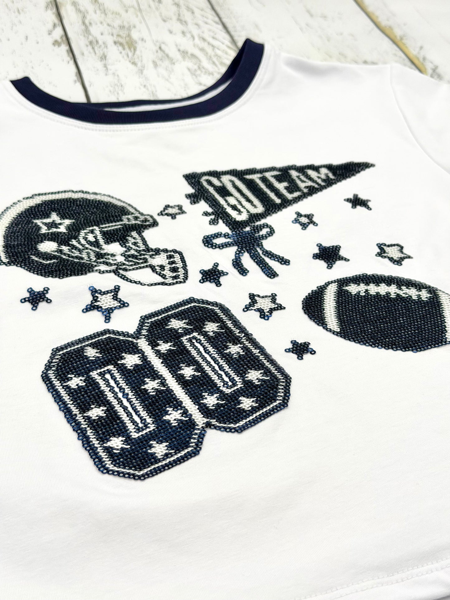 Youth Sequin Football Tee