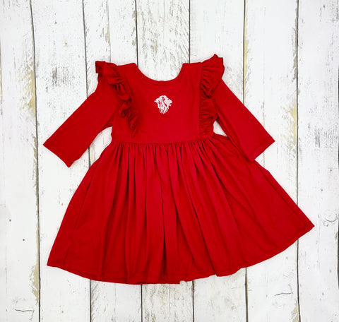 Ruffle Twirl Dress - Red