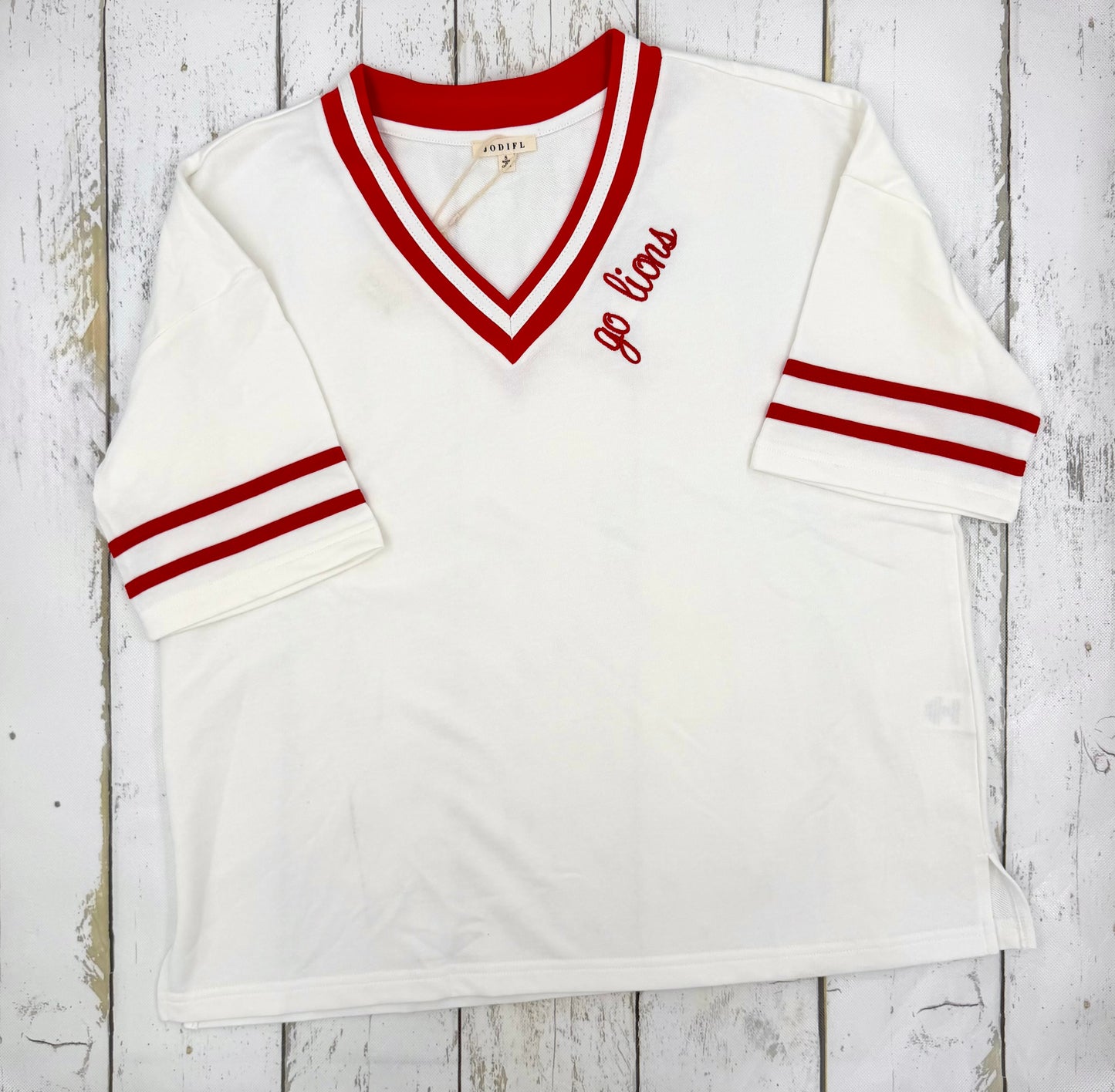 Ladies Varsity Stripe V-Neck