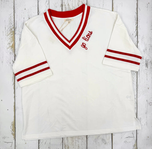 Ladies Varsity Stripe V-Neck