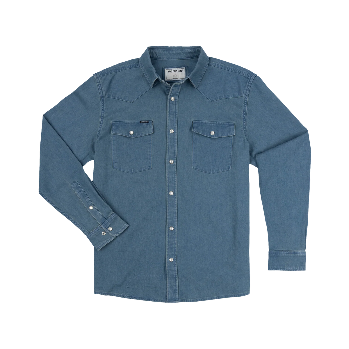 Poncho Western LS Shirt- Med. Wash Denim