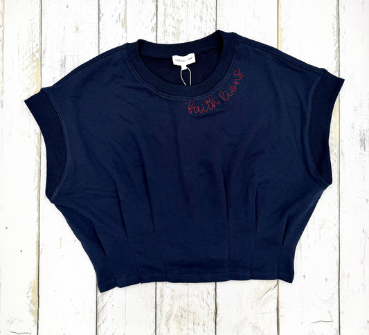 Navy Pintuck Crop by Entro