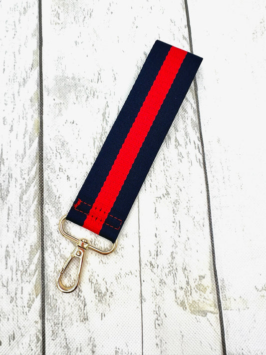 Navy and Red Stripe Wristlet
