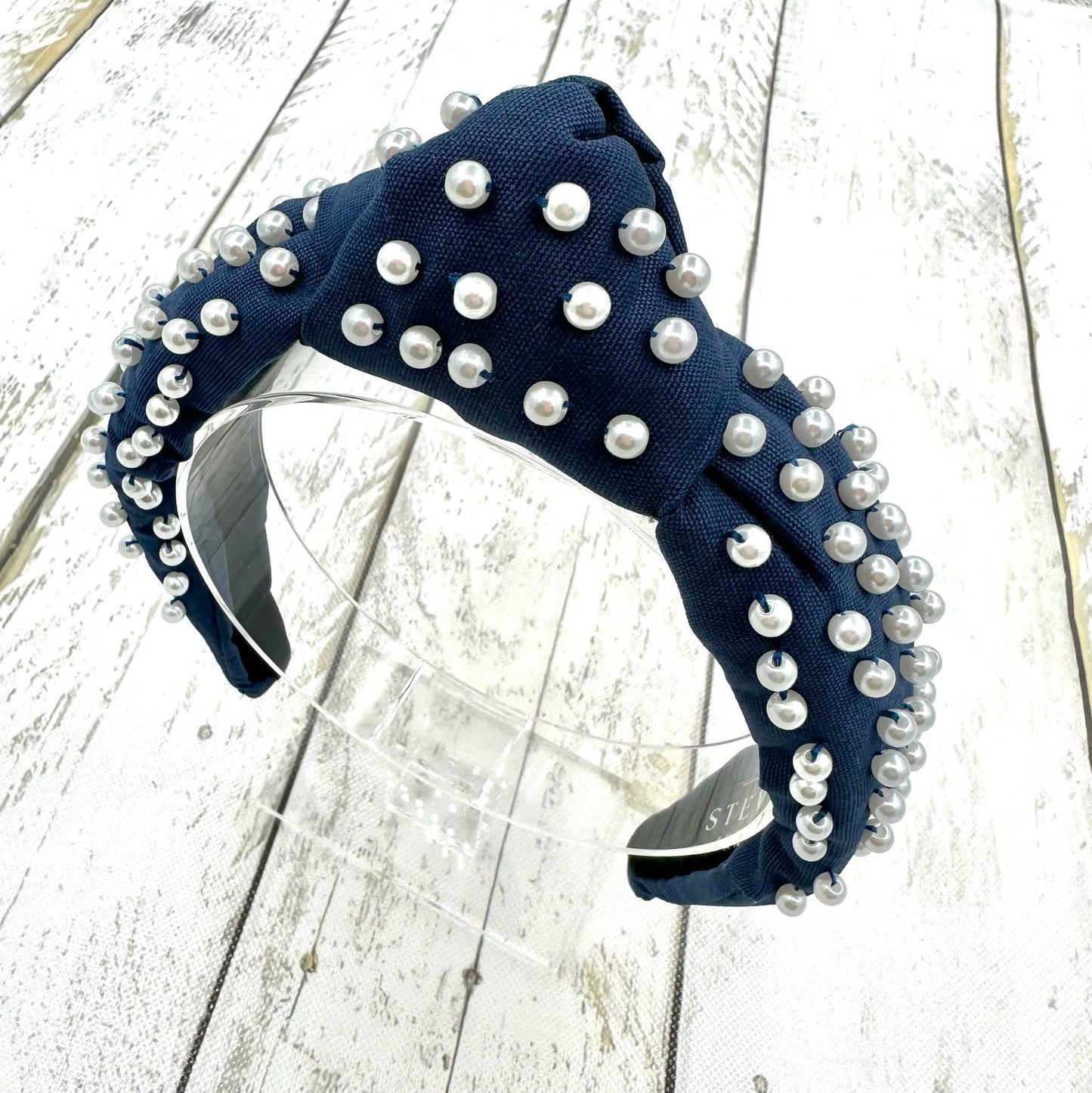 Navy Pearl Headband - Large