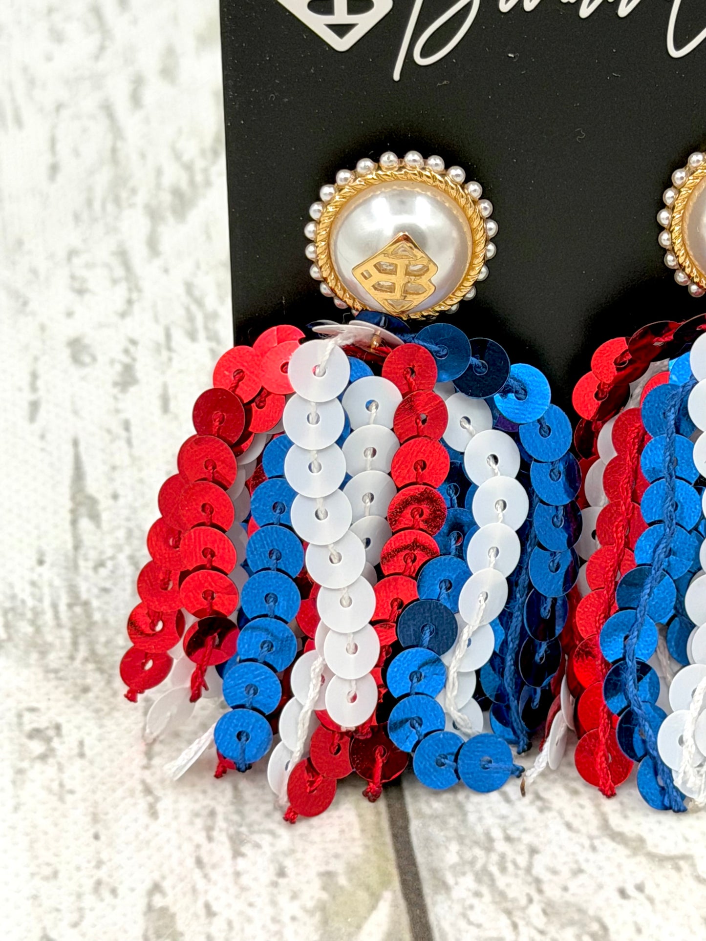 Patriotic Sequin Fringe Earrings