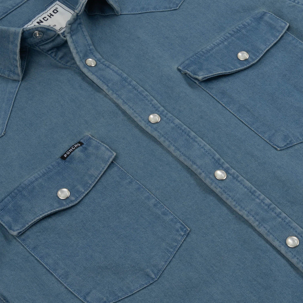 Poncho Western LS Shirt- Med. Wash Denim