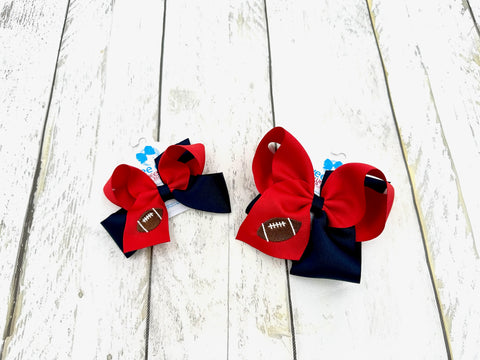 Red and Navy Football Bow