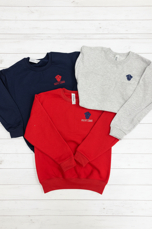 Faith Lions Embroidered Crew