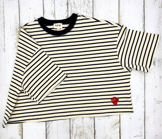 Boxy Striped Knit Crew
