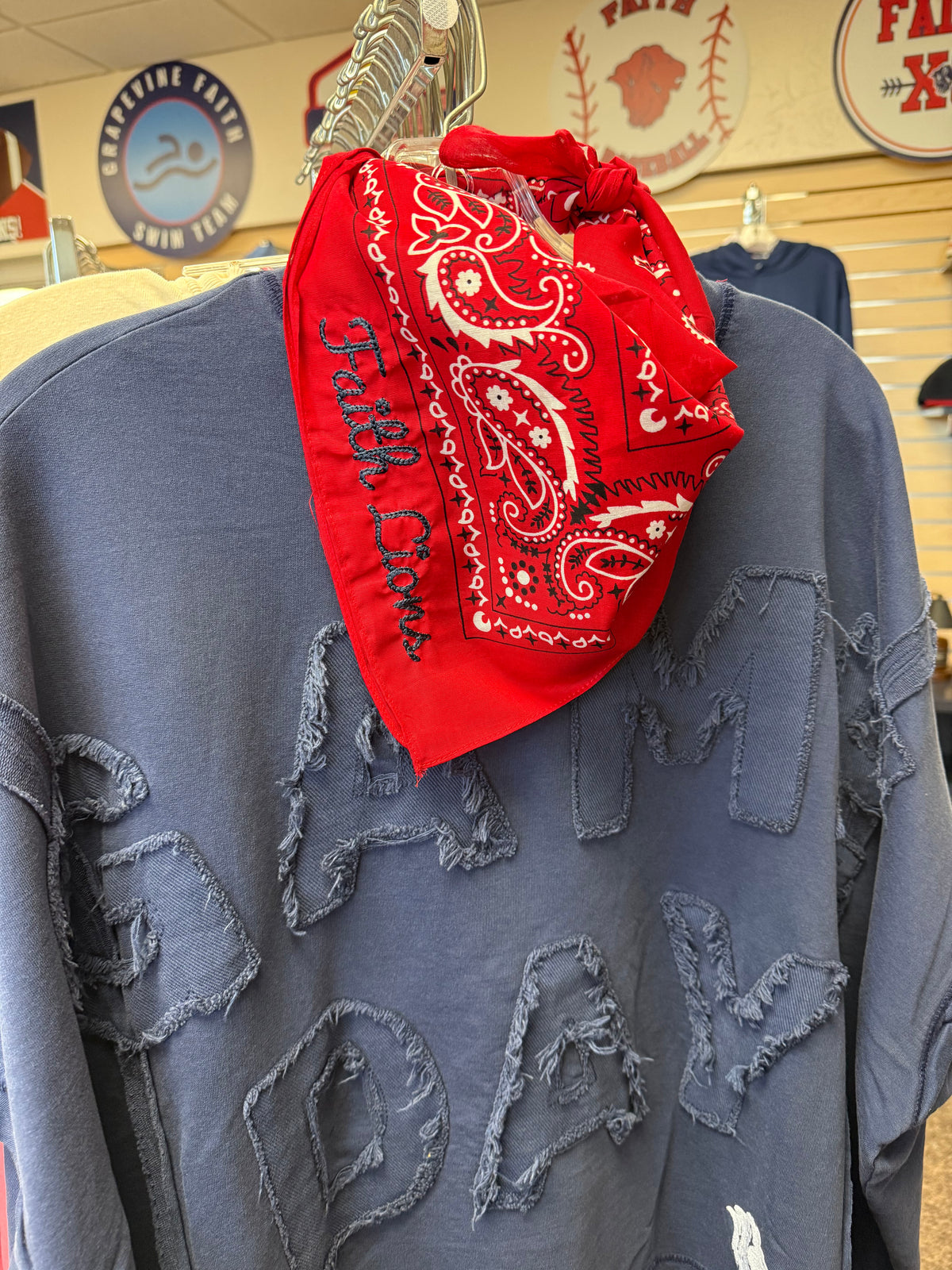 Faith Lions Embroidered Bandana