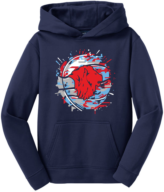 Youth Abstract Basketball Sport Wick Fleece Hoodie (Sport Tek)