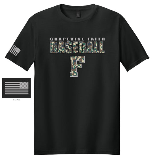 Baseball Camo Gildan Cotton Tee- Youth and Adult