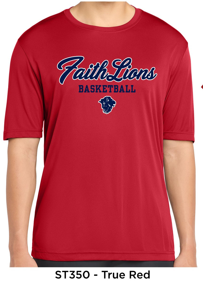 Faith Lions Script T-Shirt (Sport Tek)