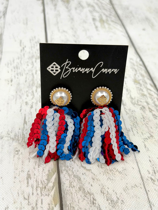 Patriotic Sequin Fringe Earrings